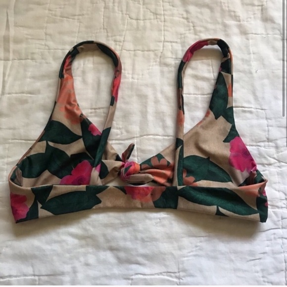 Stone Fox Swim Floral Bikini Top - Pink and Green - Picture 2 of 3